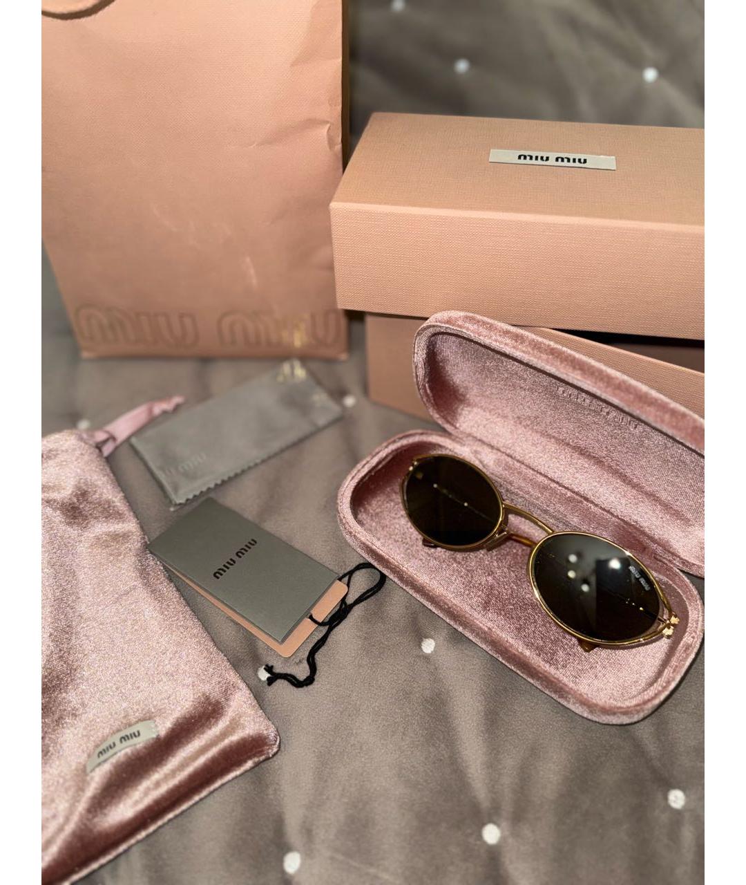 MIU MIU Коричневые металлические солнцезащитные очки, фото 6