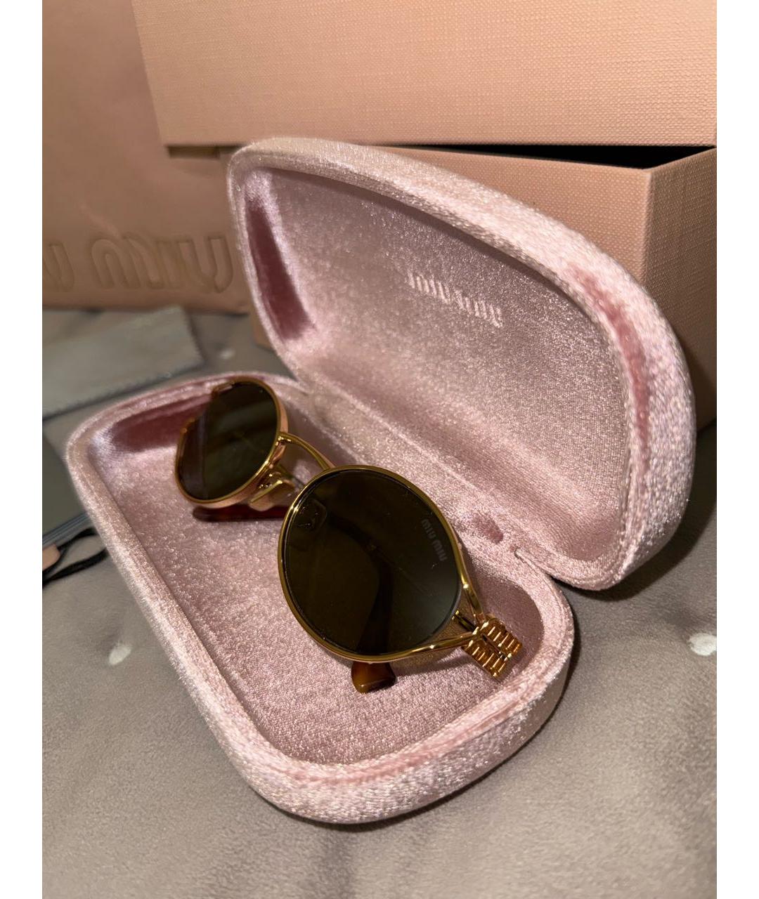 MIU MIU Коричневые металлические солнцезащитные очки, фото 2