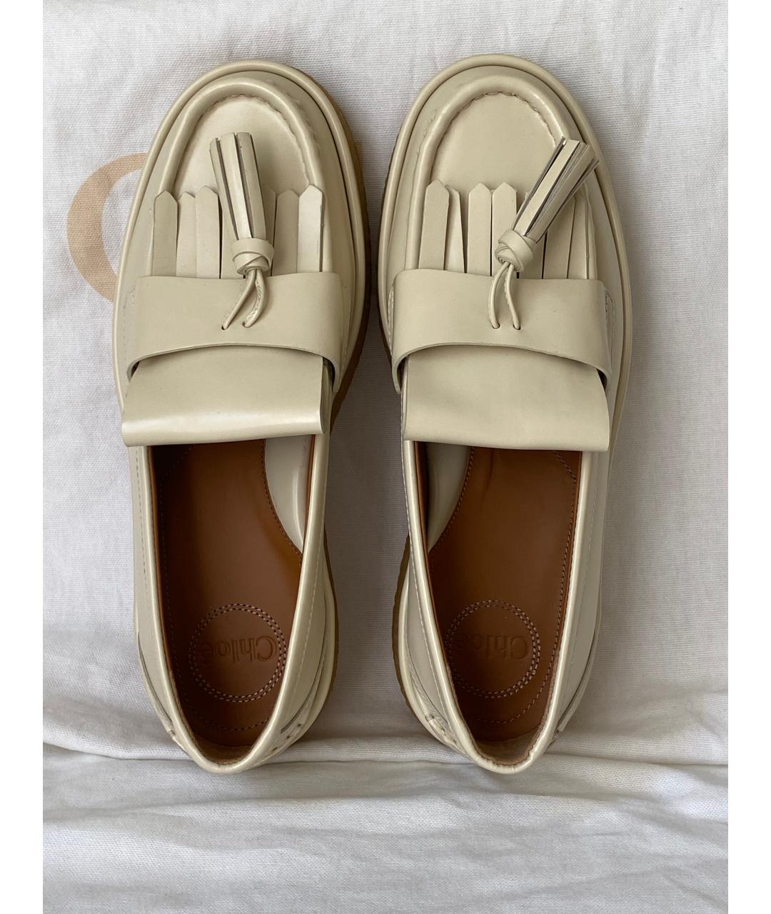 CHLOE Бежевые лоферы из лакированной кожи, фото 3