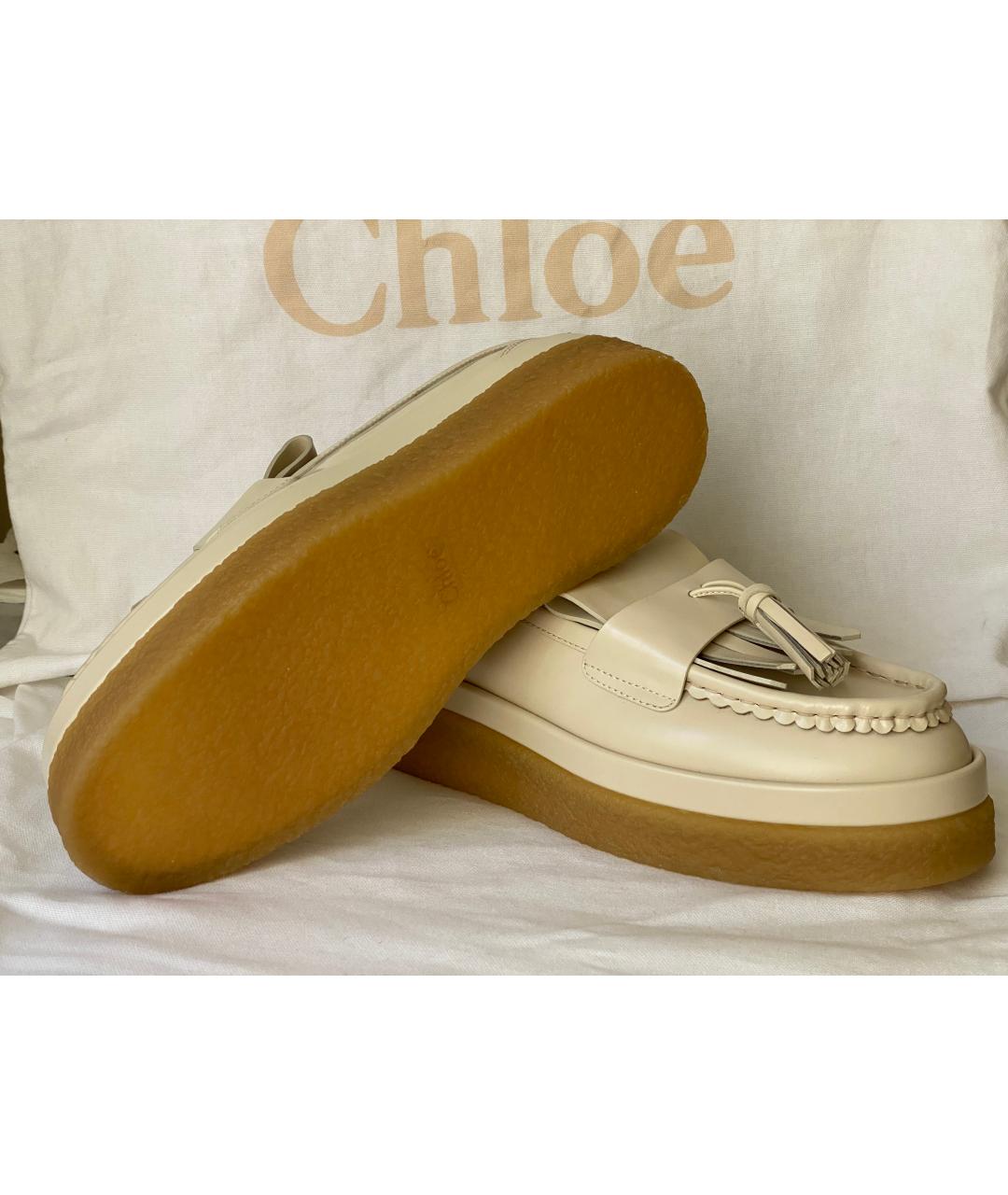 CHLOE Бежевые лоферы из лакированной кожи, фото 7