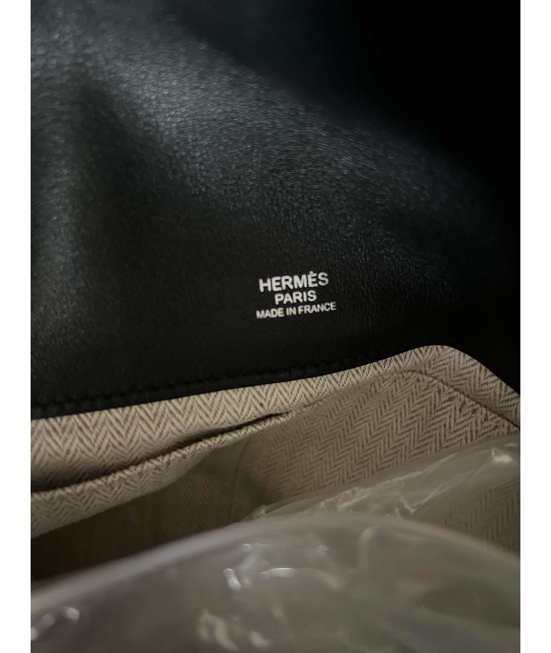 HERMES Черная кожаная сумка тоут, фото 6
