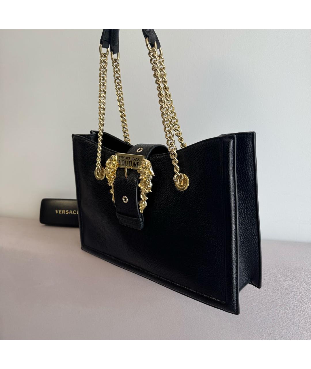 VERSACE JEANS COUTURE Черная сумка с короткими ручками из искусственной кожи, фото 2