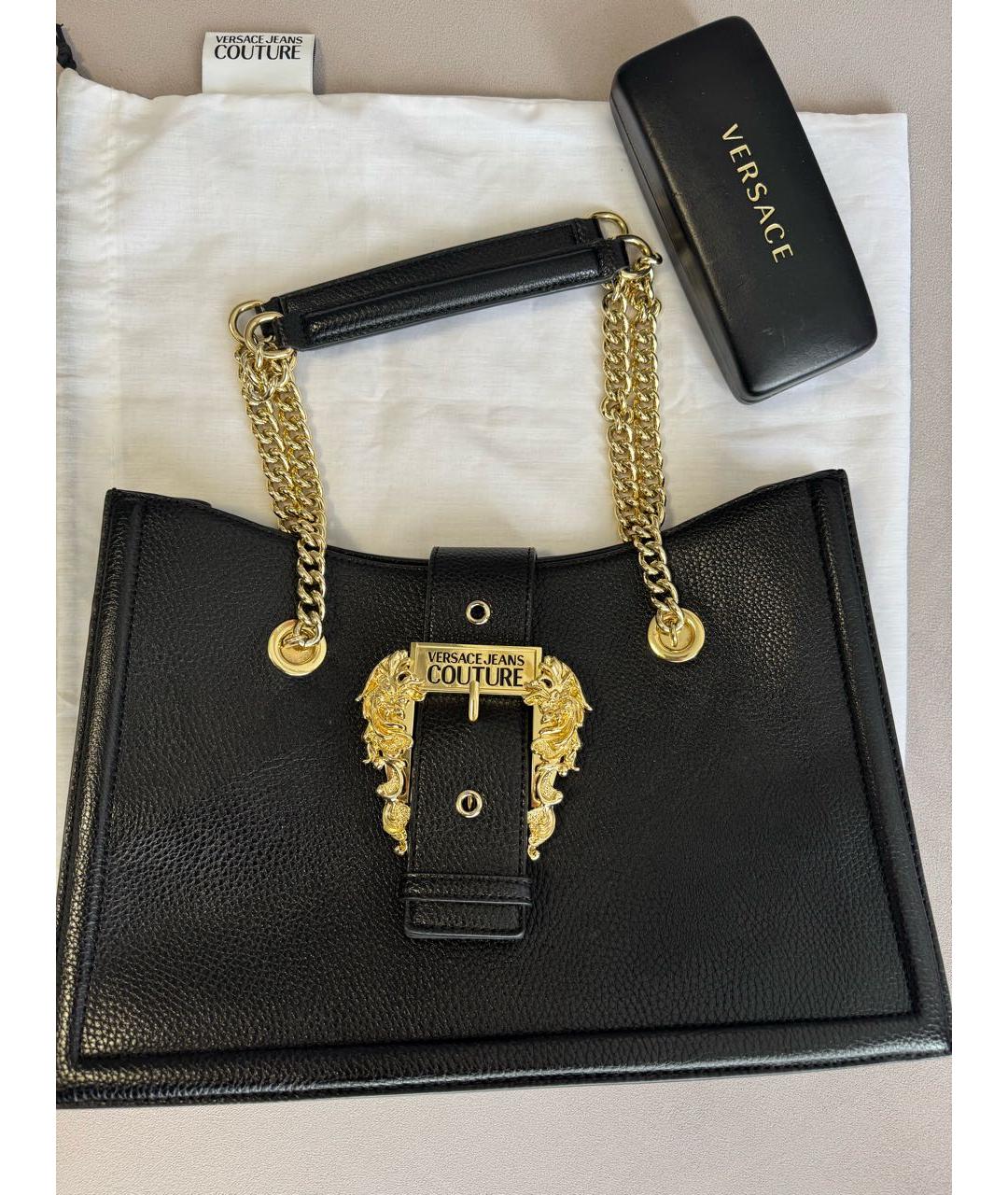 VERSACE JEANS COUTURE Черная сумка с короткими ручками из искусственной кожи, фото 5