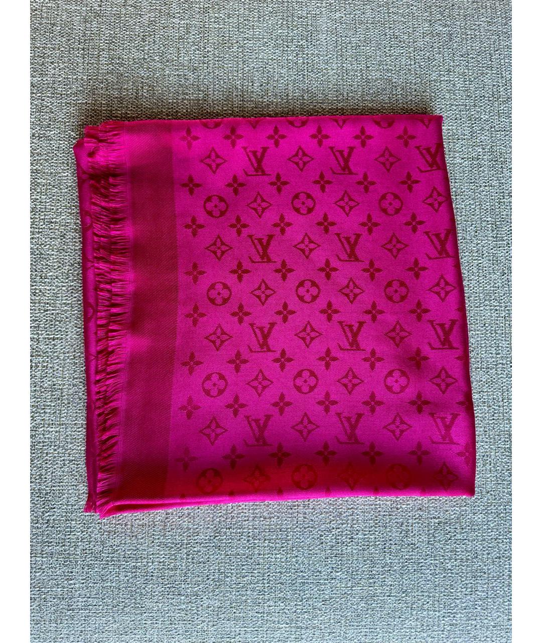 LOUIS VUITTON Фуксия шелковый платок, фото 5