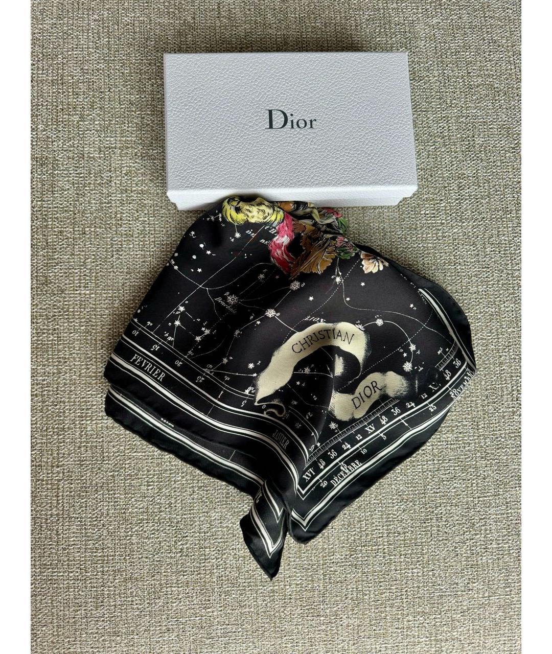 CHRISTIAN DIOR Черный шелковый платок, фото 4