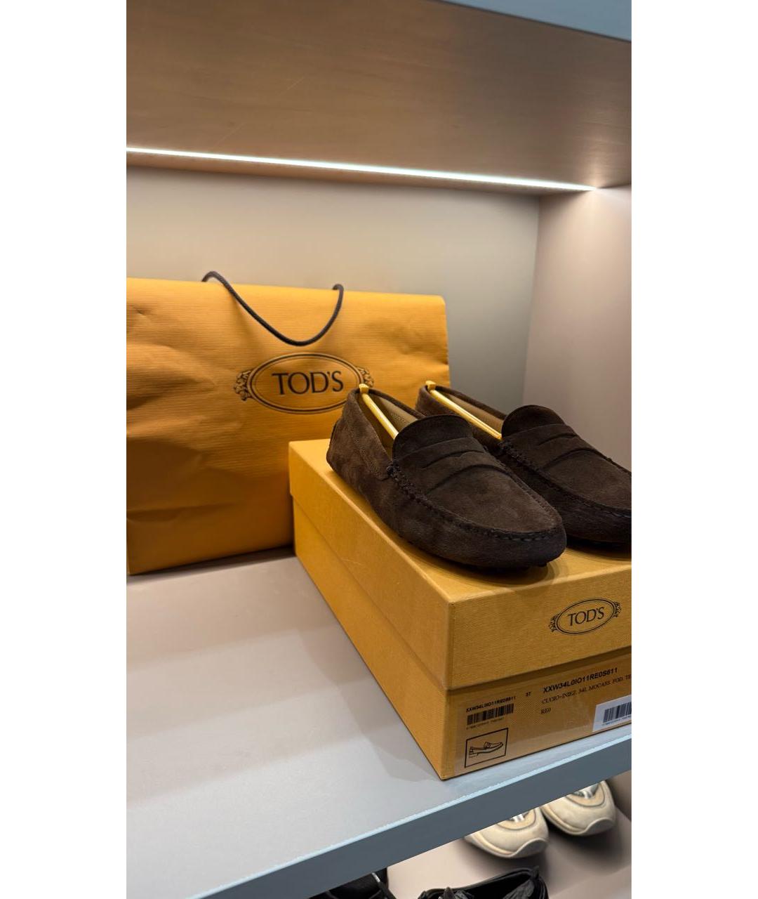 TOD'S Коричневые замшевые мокасины, фото 3