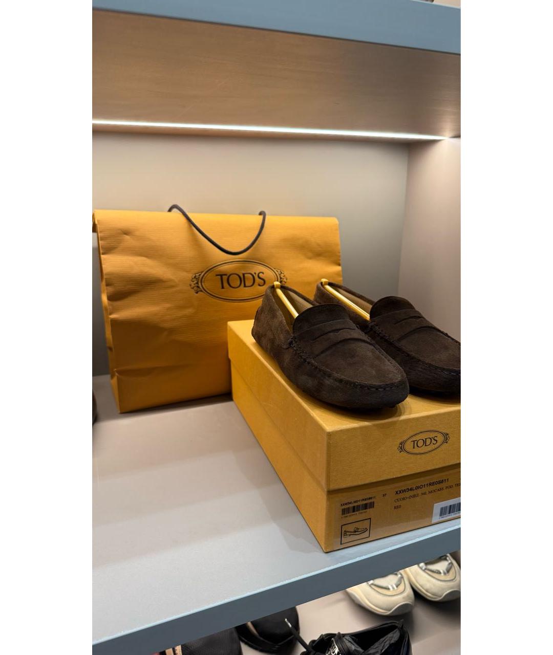 TOD'S Коричневые замшевые мокасины, фото 2