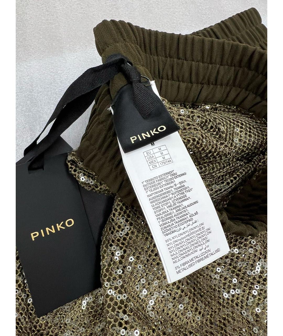 PINKO Хаки полиэстеровые брюки широкие, фото 6