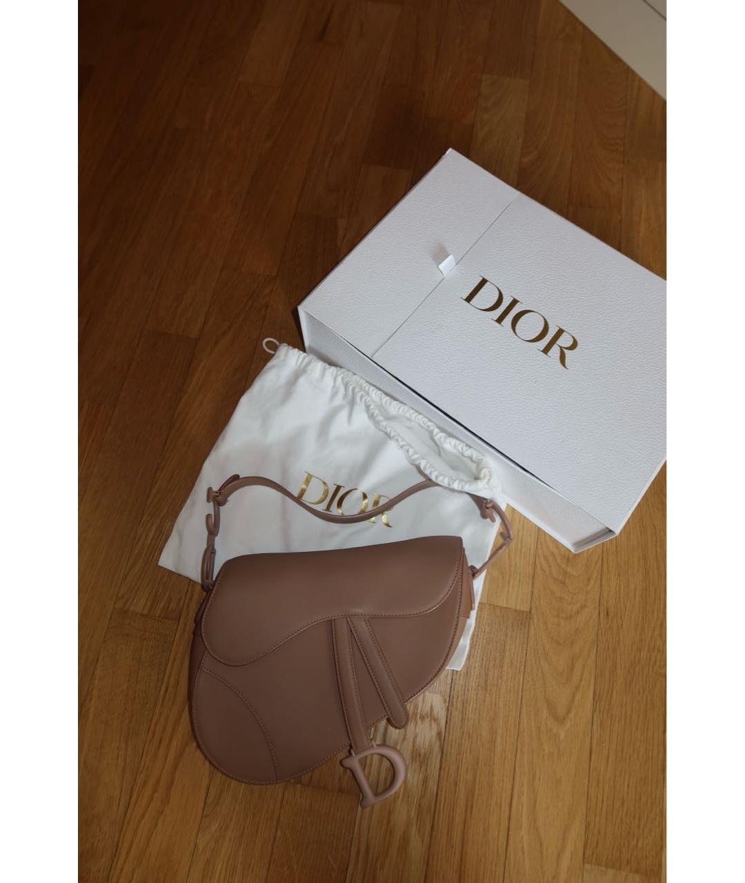 CHRISTIAN DIOR Бежевая кожаная сумка с короткими ручками, фото 3