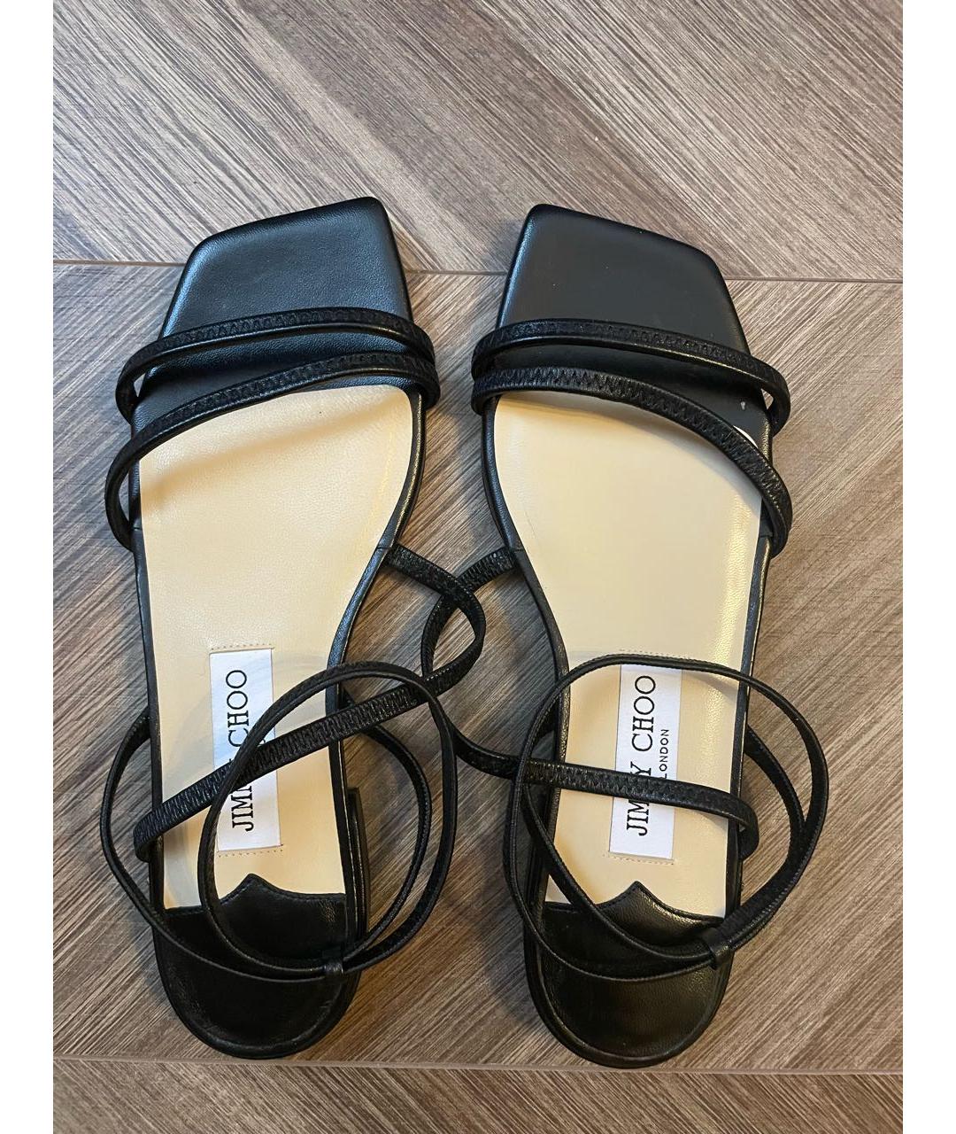 JIMMY CHOO Черные кожаные сандалии, фото 2
