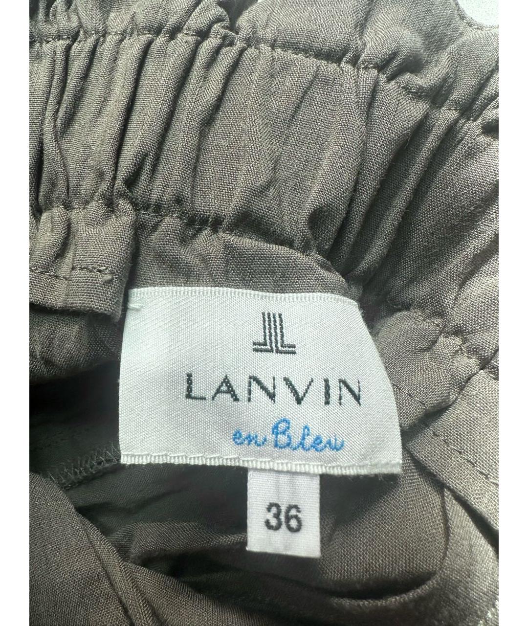 LANVIN Коричневые прямые брюки, фото 4