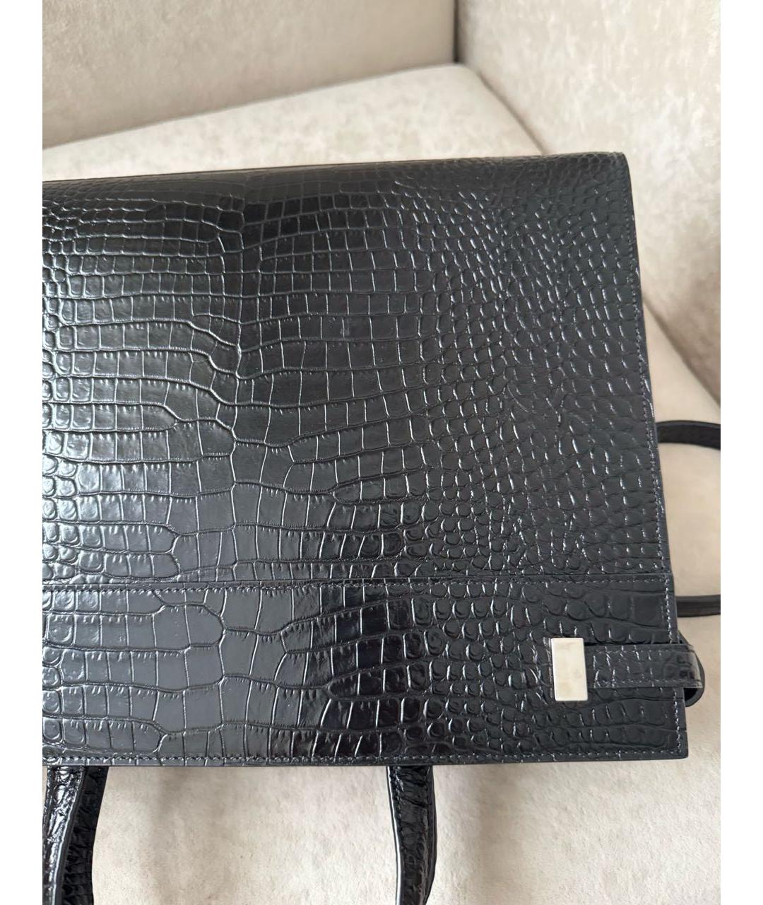 SAINT LAURENT Черная кожаная сумка с короткими ручками, фото 3