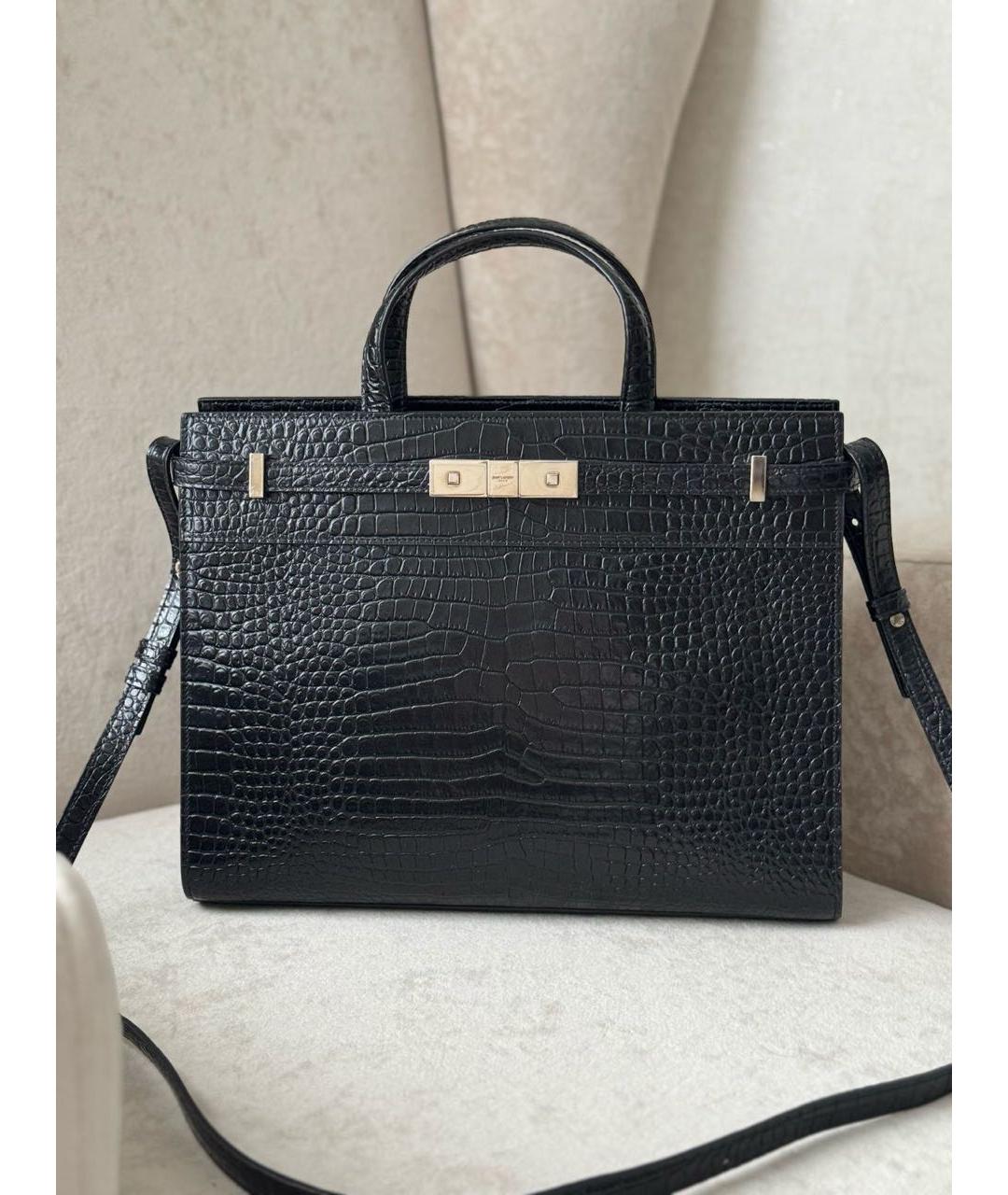 SAINT LAURENT Черная кожаная сумка с короткими ручками, фото 7