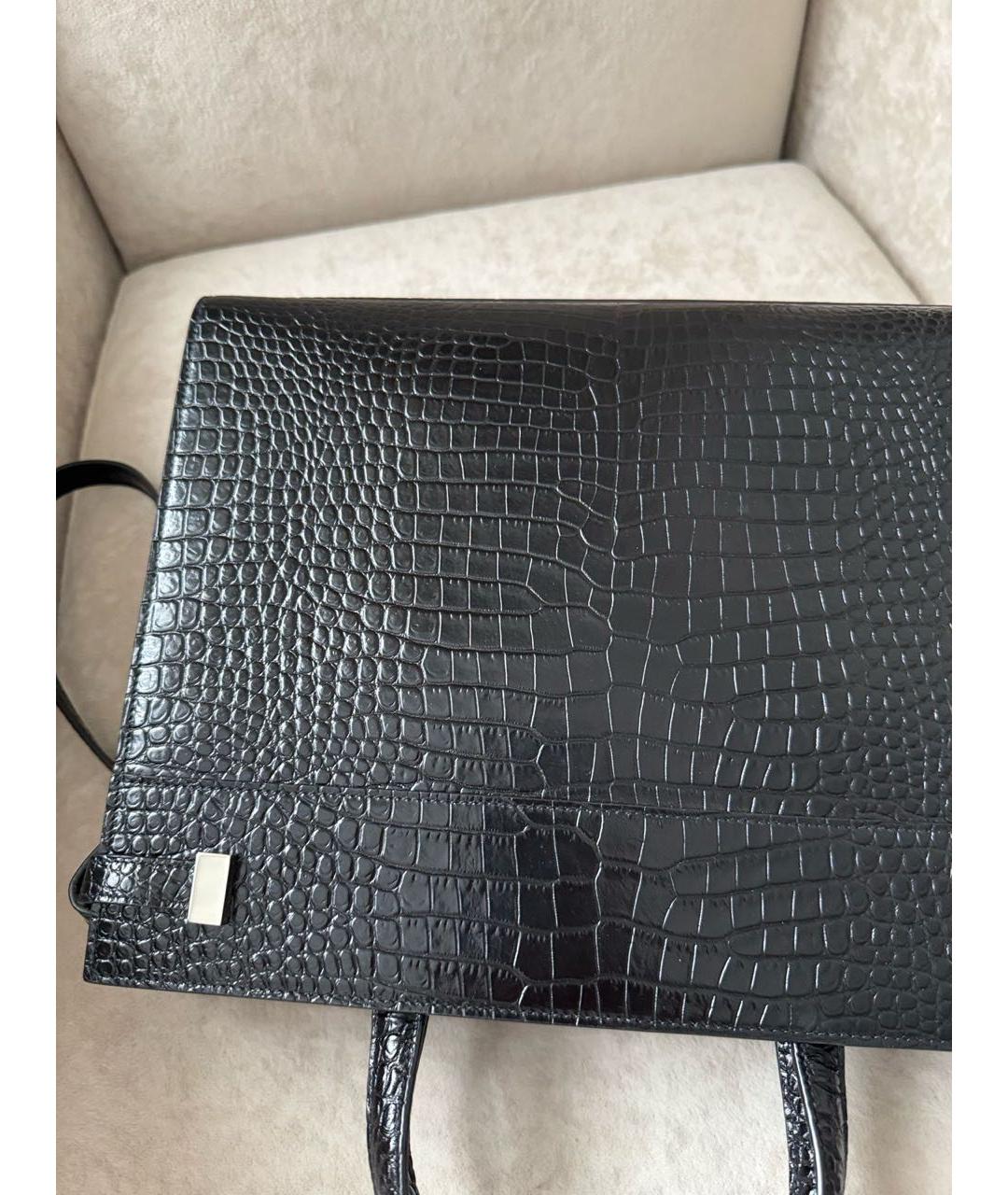 SAINT LAURENT Черная кожаная сумка с короткими ручками, фото 4