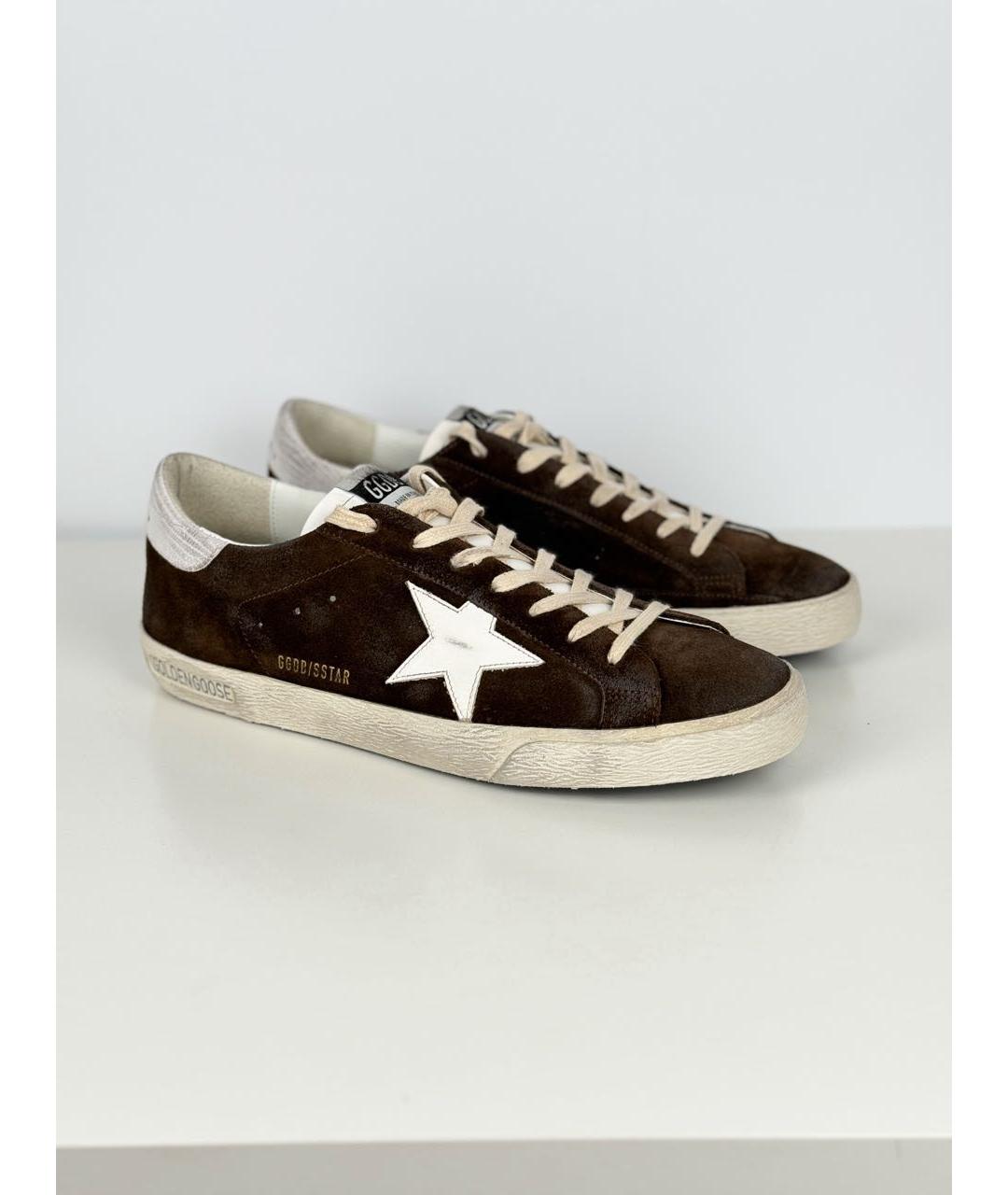 GOLDEN GOOSE DELUXE BRAND Коричневые кожаные низкие кроссовки / кеды, фото 3
