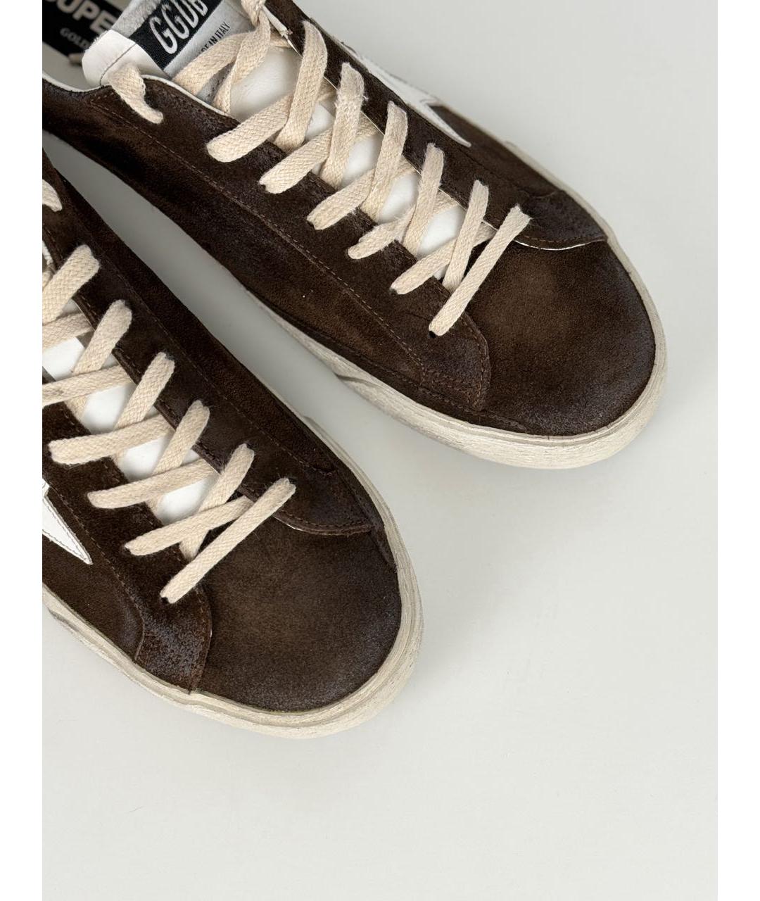 GOLDEN GOOSE DELUXE BRAND Коричневые кожаные низкие кроссовки / кеды, фото 4