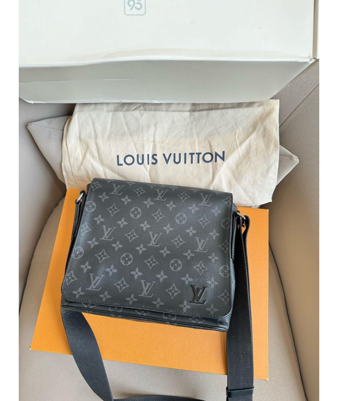 LOUIS VUITTON Черная кожаная сумка на плечо, фото 2