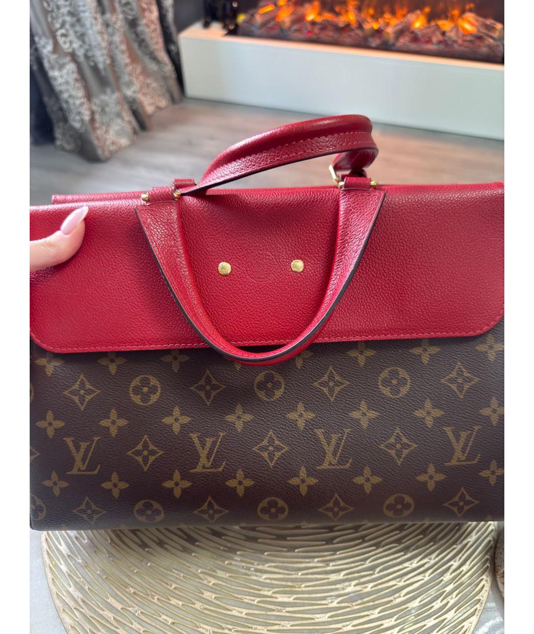 LOUIS VUITTON Красная кожаная сумка с короткими ручками, фото 5