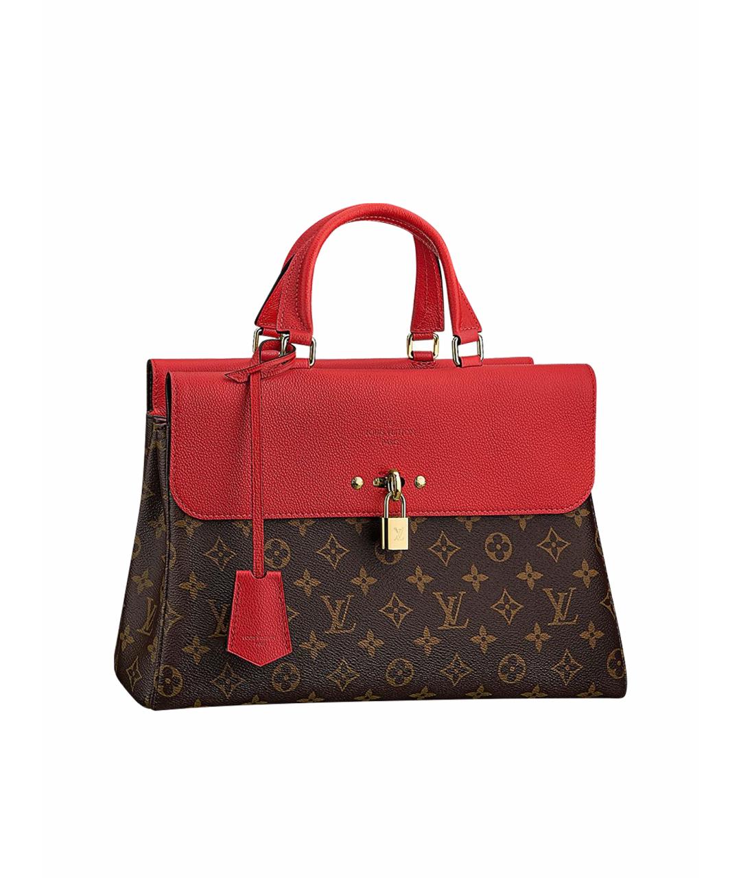 LOUIS VUITTON Красная кожаная сумка с короткими ручками, фото 1