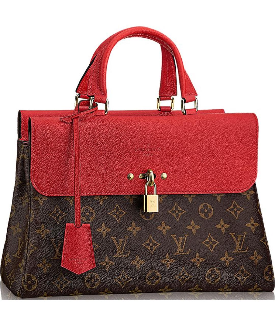 LOUIS VUITTON Красная кожаная сумка с короткими ручками, фото 8