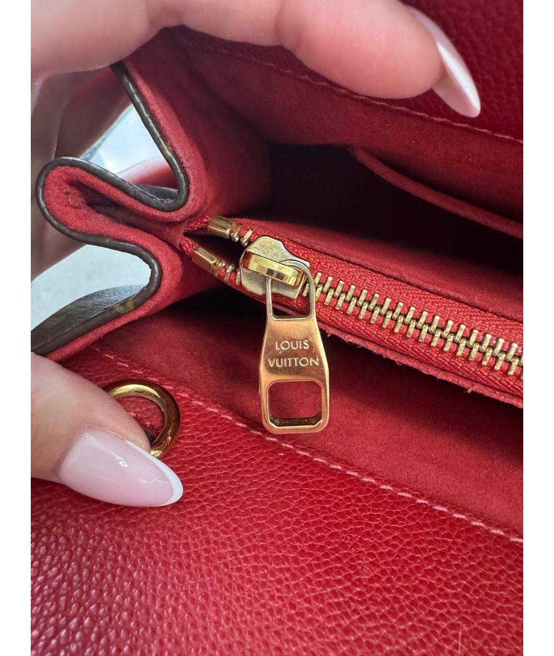 LOUIS VUITTON Красная кожаная сумка с короткими ручками, фото 4