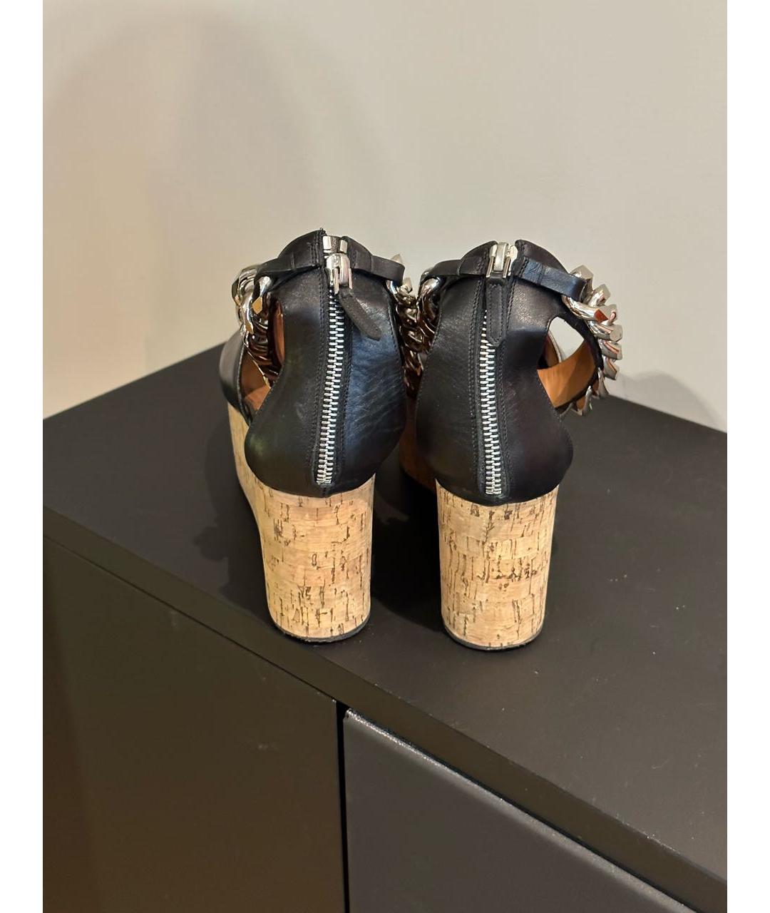 GIVENCHY Черные кожаные босоножки, фото 5