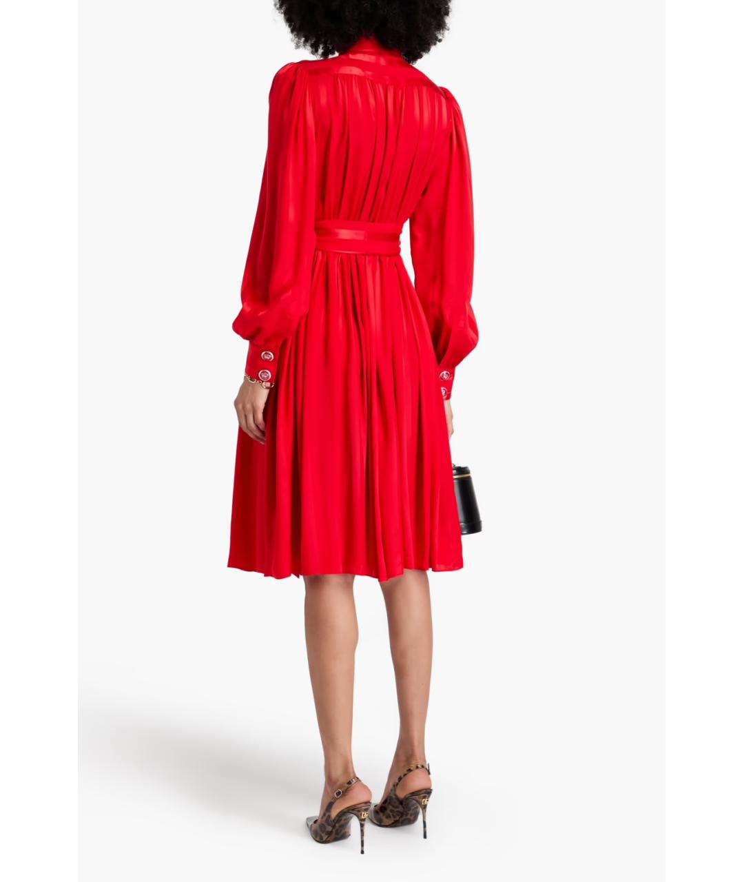 DOLCE&GABBANA Красное шелковое коктейльное платье, фото 4