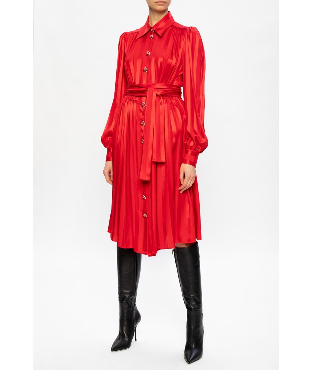 DOLCE&GABBANA Красное шелковое коктейльное платье, фото 2
