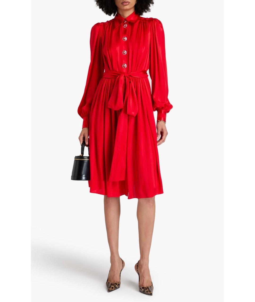 DOLCE&GABBANA Красное шелковое коктейльное платье, фото 3