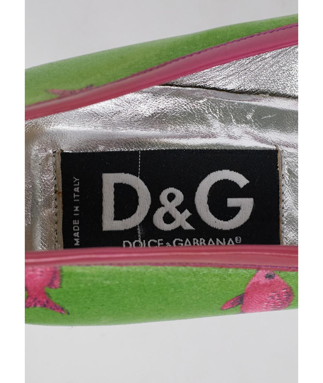 DOLCE&GABBANA Зеленые текстильные туфли, фото 5