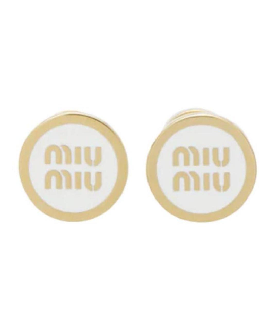 MIU MIU Белые металлические серьги, фото 2