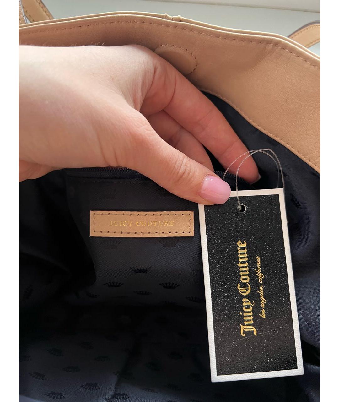 JUICY COUTURE Бежевая кожаная сумка тоут, фото 5