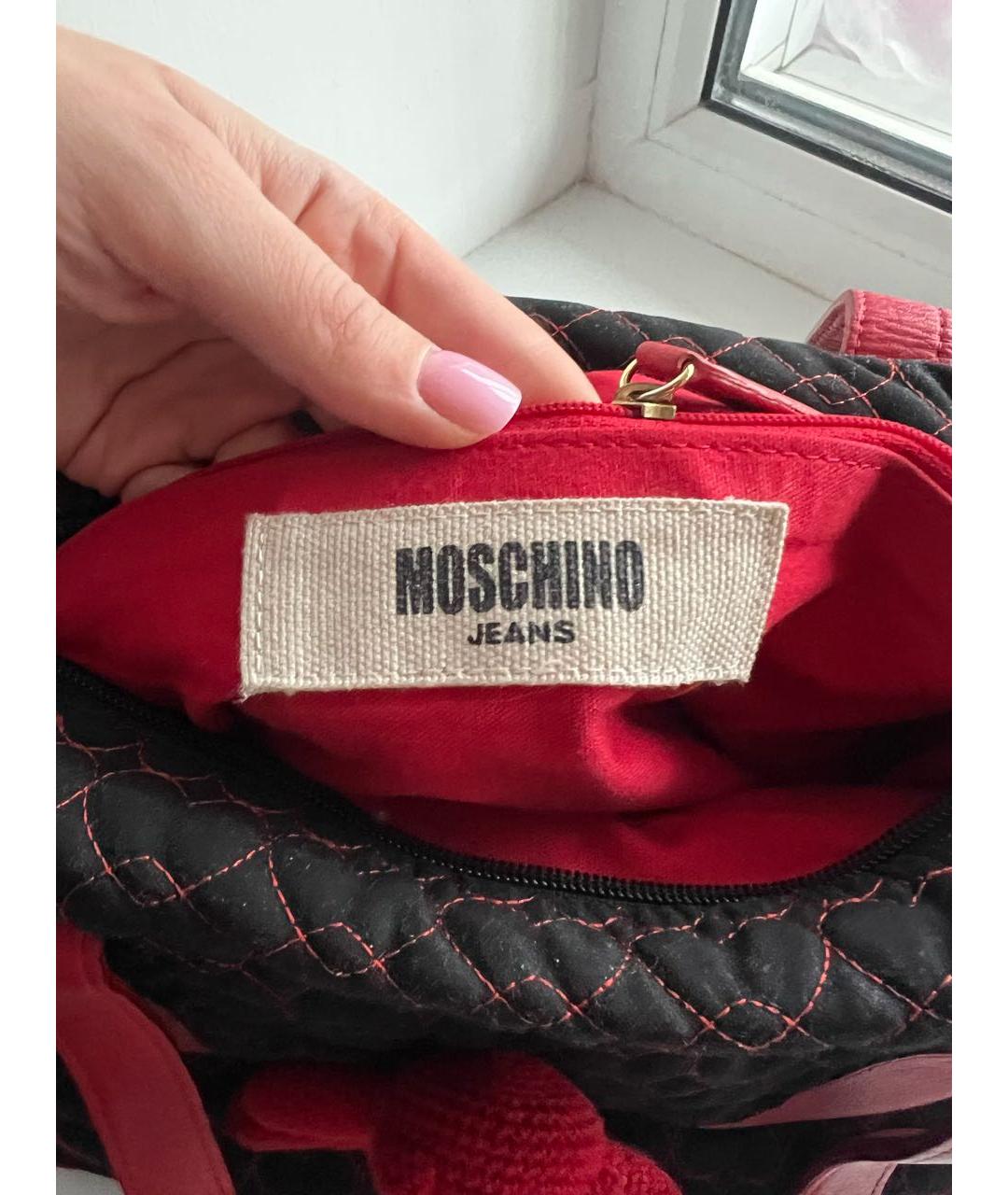 BOUTIQUE MOSCHINO Красная тканевая сумка тоут, фото 7