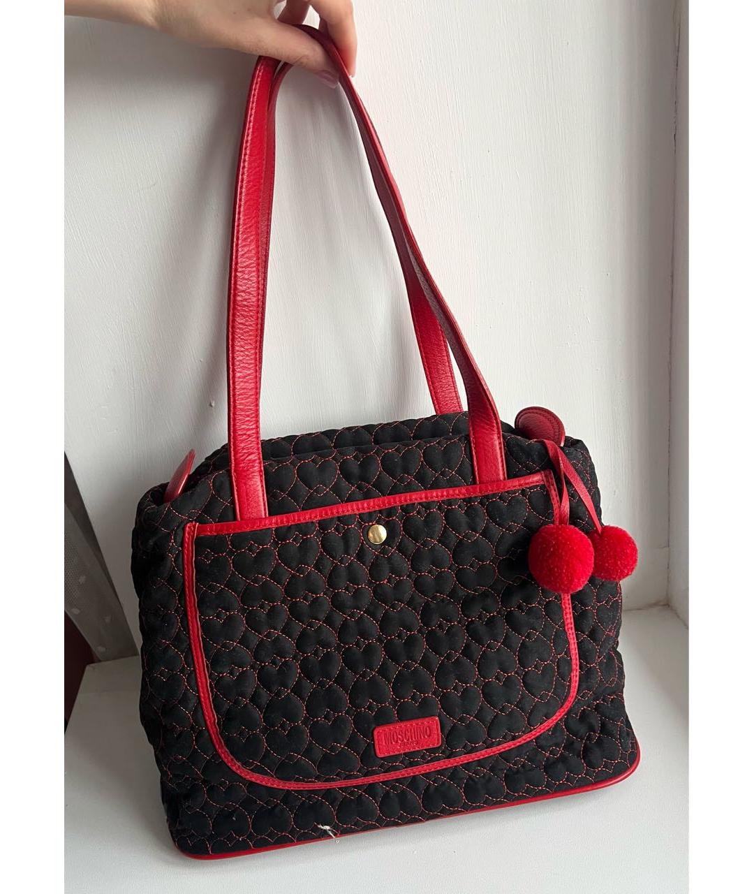 BOUTIQUE MOSCHINO Красная тканевая сумка тоут, фото 3