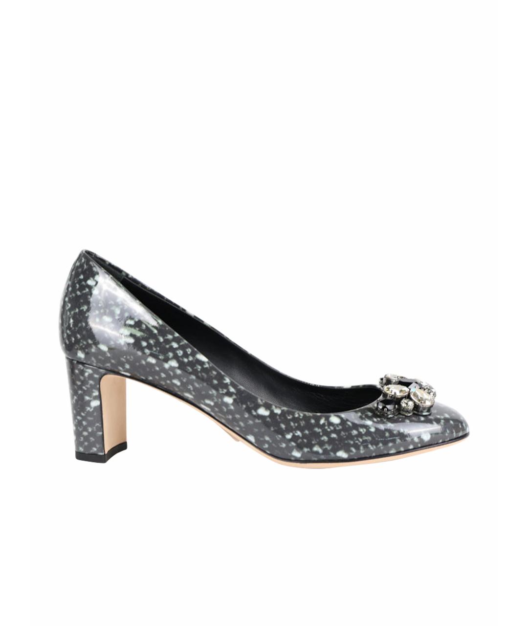 DOLCE&GABBANA Антрацитовые туфли из лакированной кожи, фото 1