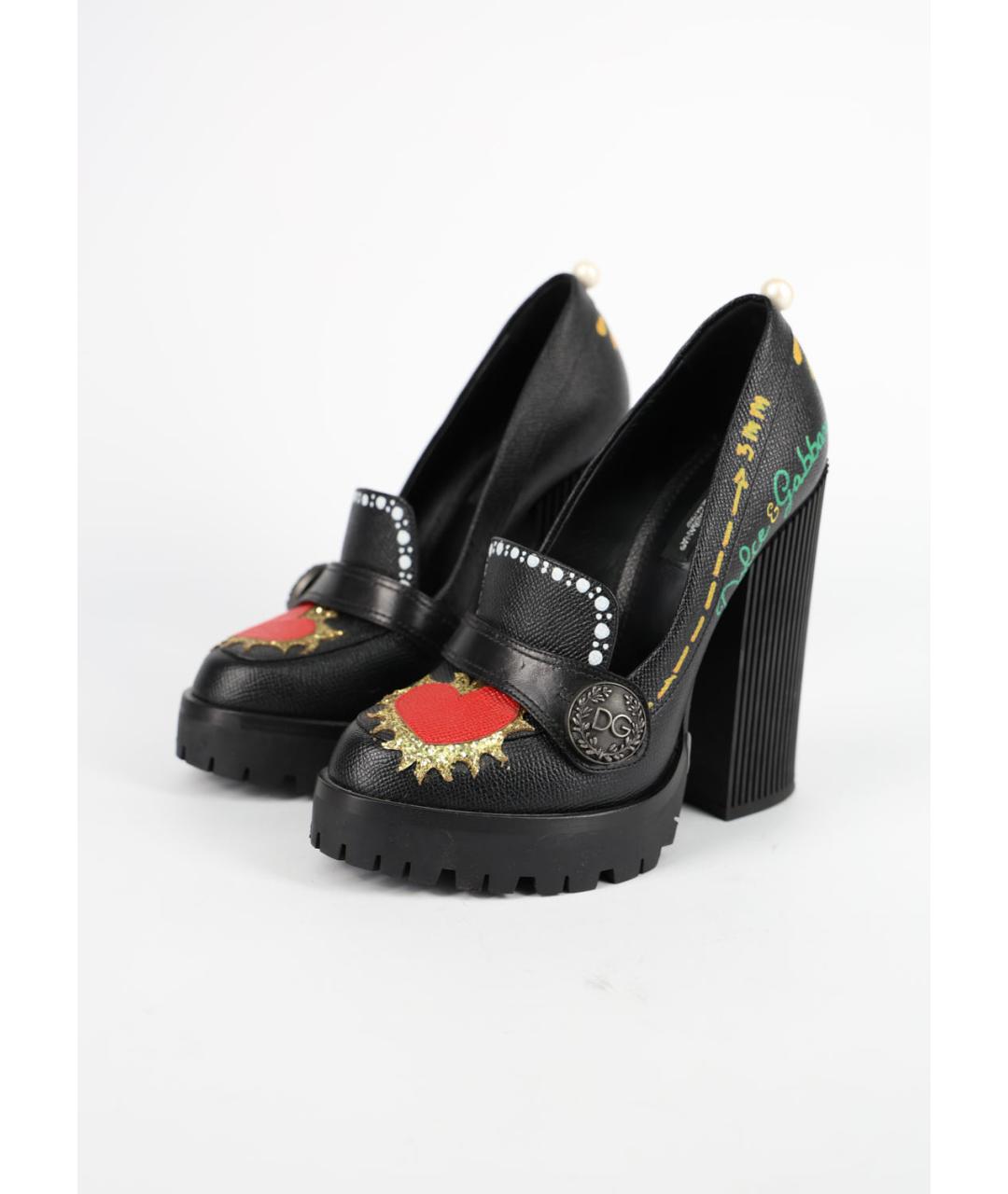 DOLCE&GABBANA Черные кожаные туфли, фото 3