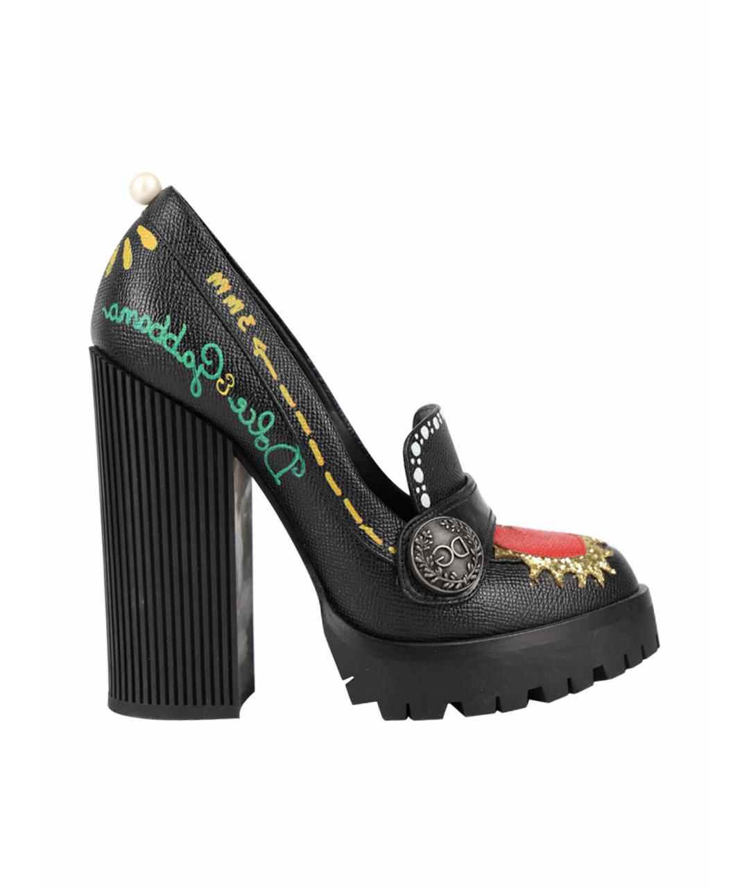 DOLCE&GABBANA Черные кожаные туфли, фото 6