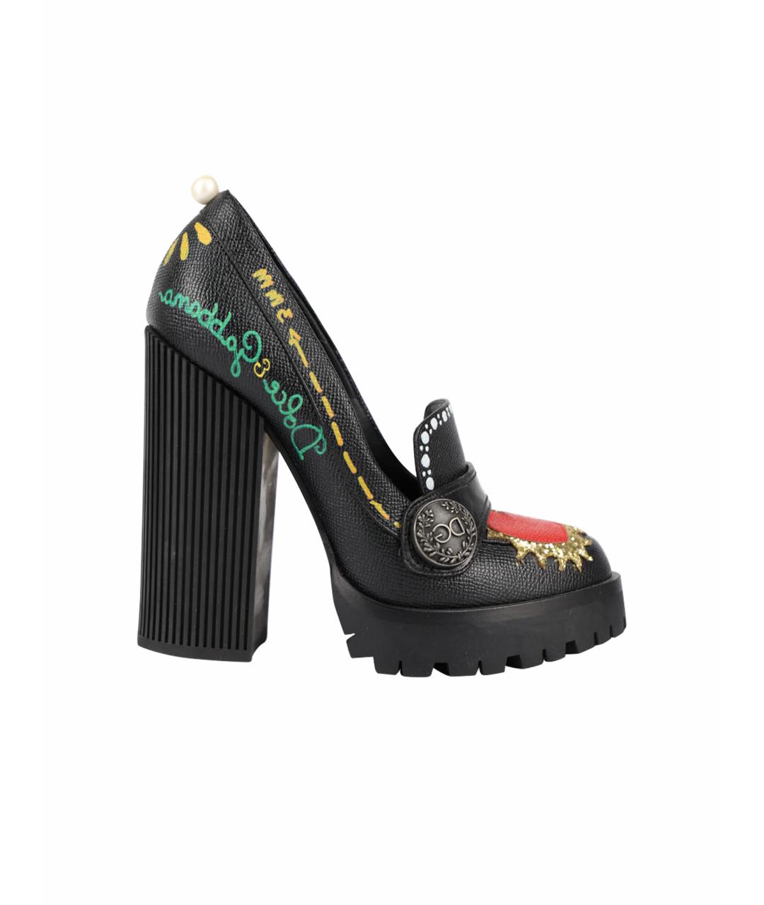 DOLCE&GABBANA Черные кожаные туфли, фото 1