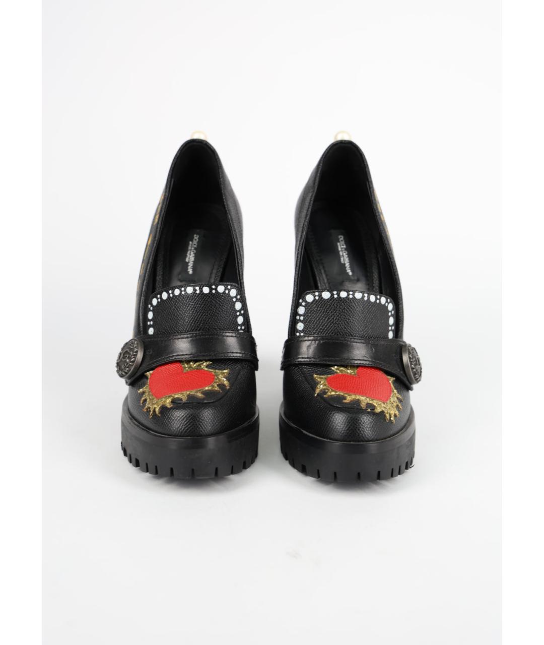 DOLCE&GABBANA Черные кожаные туфли, фото 2