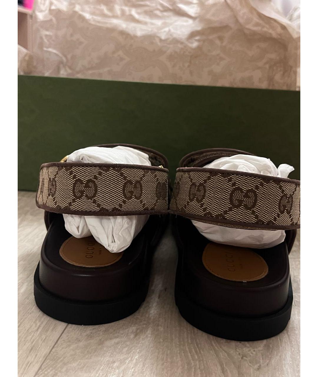 GUCCI Бежевые текстильные сандалии, фото 4