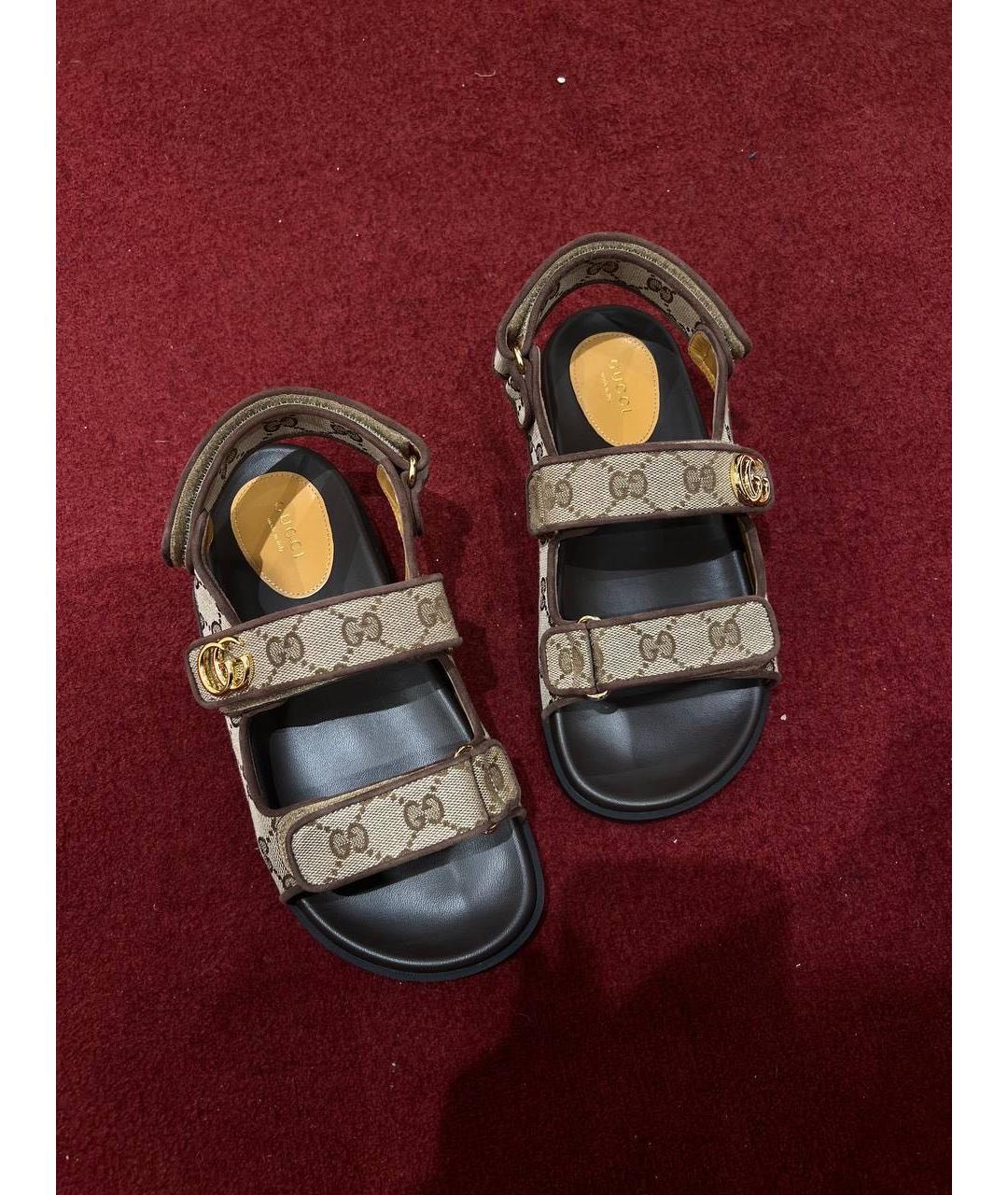 GUCCI Бежевые текстильные сандалии, фото 2