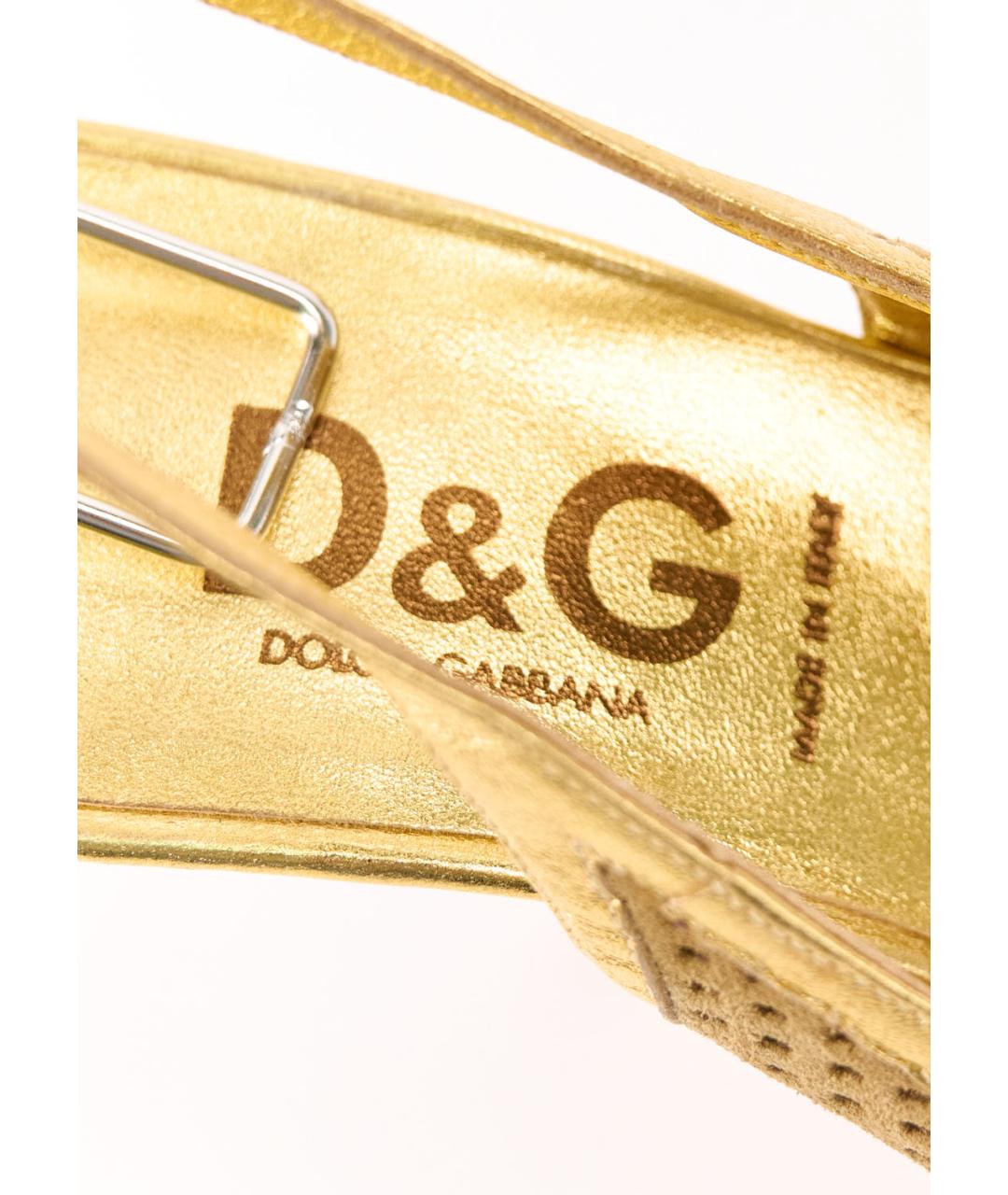 DOLCE&GABBANA Золотые замшевые туфли, фото 5