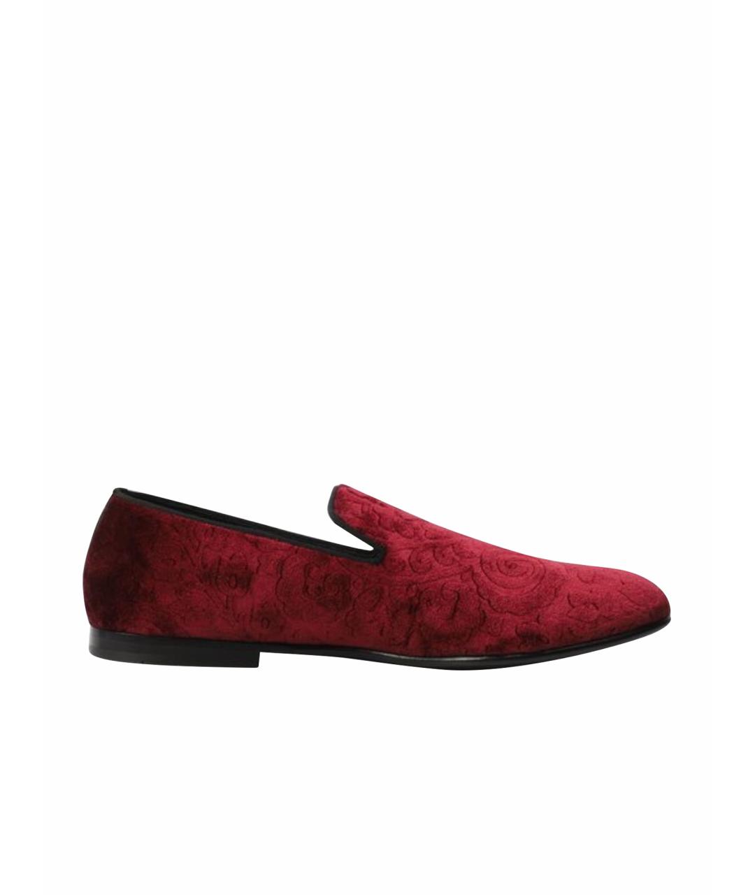 DOLCE&GABBANA Бордовые бархатные лоферы, фото 1
