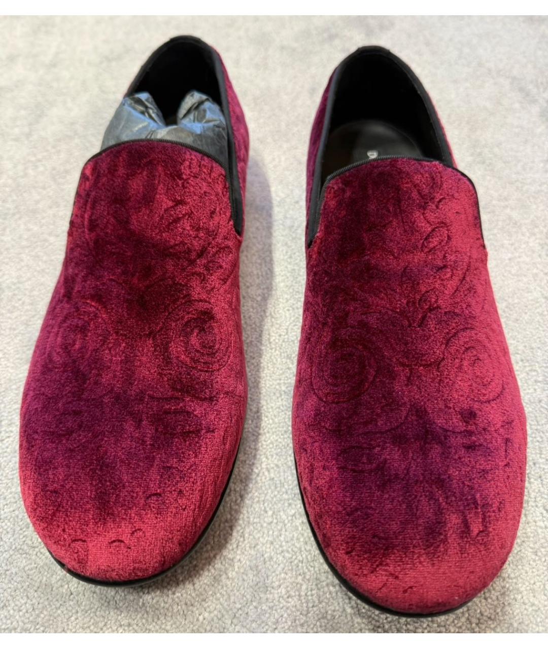 DOLCE&GABBANA Бордовые бархатные лоферы, фото 2