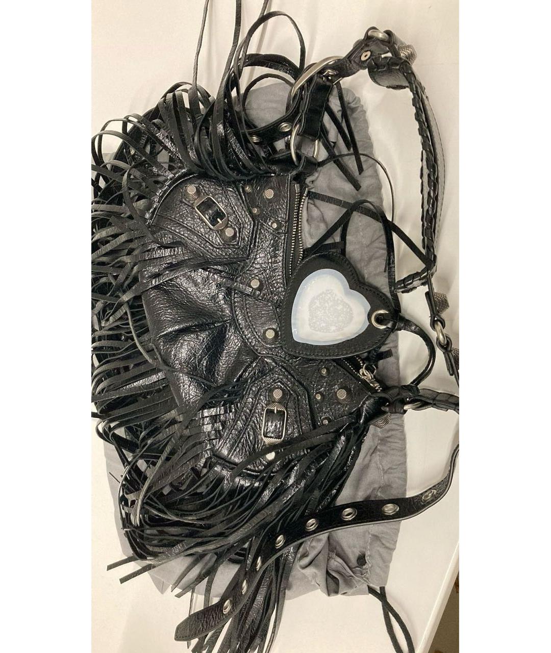 BALENCIAGA Черная кожаная сумка через плечо, фото 4