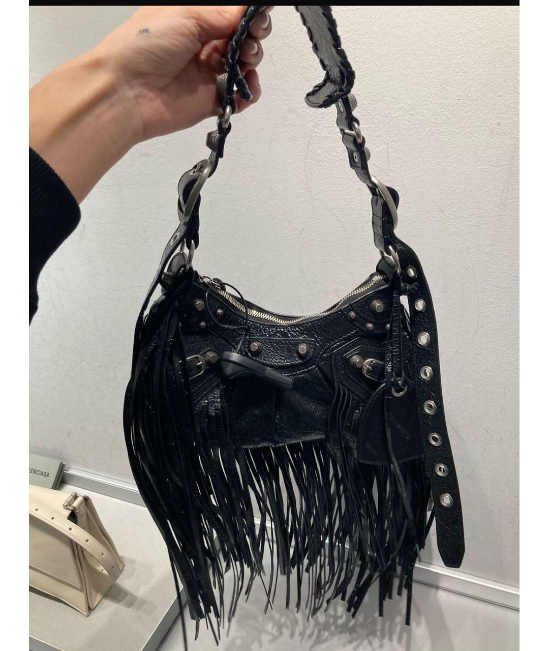BALENCIAGA Черная кожаная сумка через плечо, фото 3