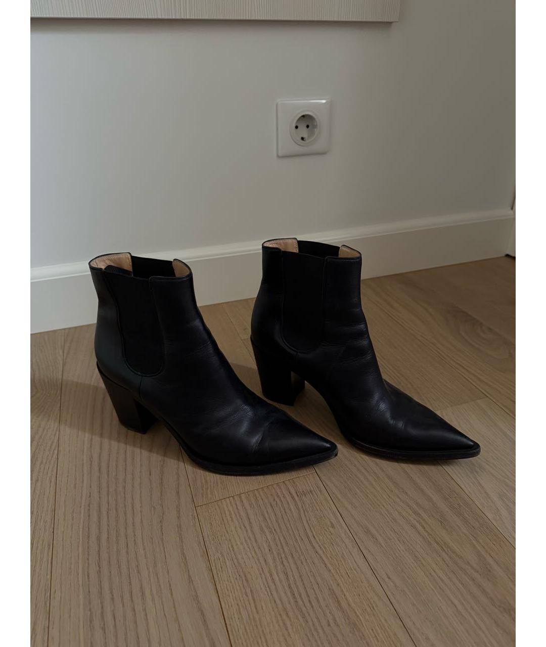 GIANVITO ROSSI Черные кожаные ботильоны, фото 5