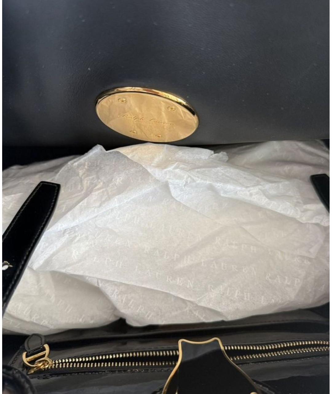 RALPH LAUREN Черная сумка с короткими ручками из лакированной кожи, фото 4