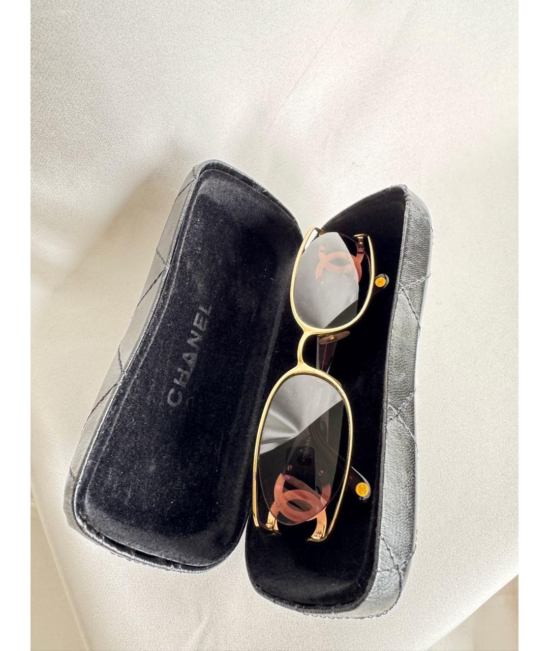 CHANEL Коричневые металлические солнцезащитные очки, фото 4
