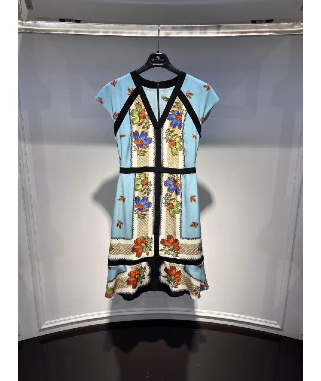 ETRO Голубое вискозное повседневное платье, фото 3